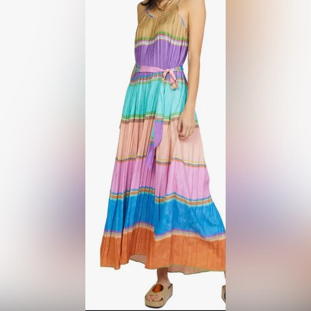 Current air color block maxi dress rainbow colors size medium